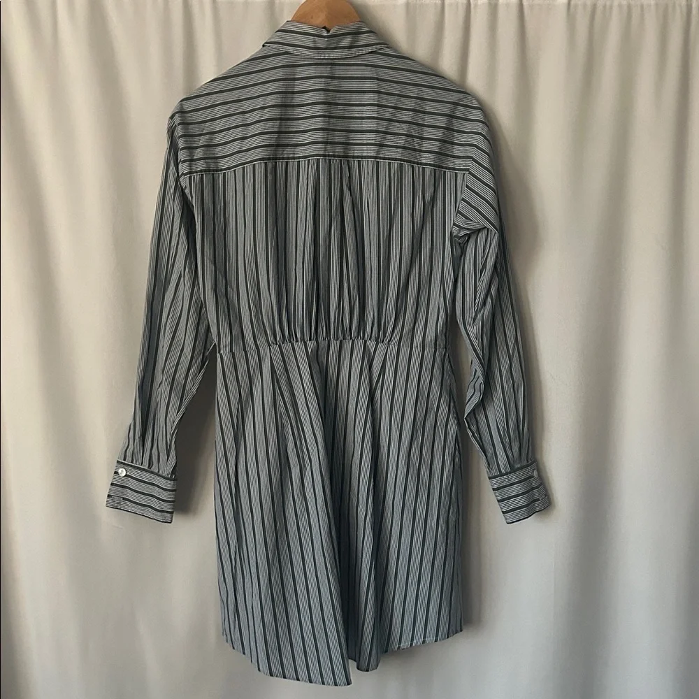 Veronica Beard Navy/Green Striped Long Sleeve Cotton Shirt Dress **Size 6** 🌺🌺 - Picture 2 of 6